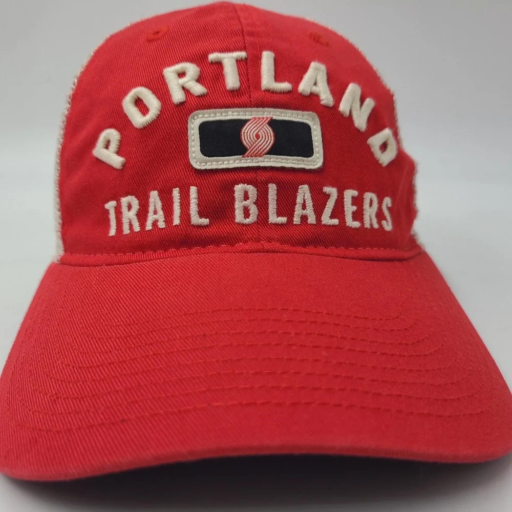 Portland Trail Blazers Hat Snapback Trucker Mesh Adidas Red White Beige NBA Men